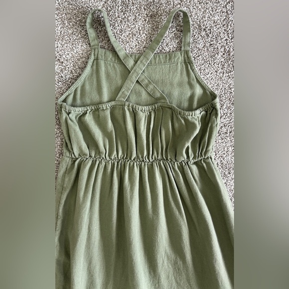 Old Navy Girls Size Large Dress Linen Blend Tiered Midi Tank Dress‎ Olive Green - Picture 7 of 11